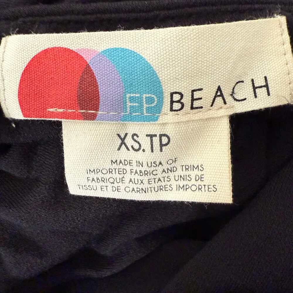 FP Beach Piper Midi Dress Black Cutout Waist Spaghetti Strap XS Sexy Boho